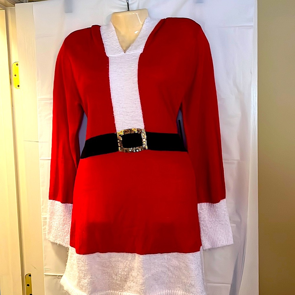New Ladies Sexy Santa’s Helper Mrs. Clause Dress with hood size XL